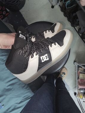 DC Black and White High-Top Skate Sneakers